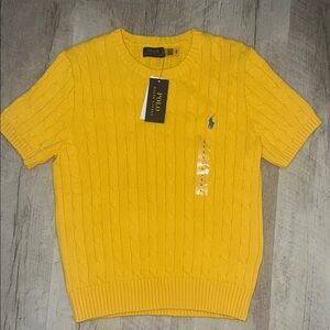 NEW Polo by Ralph Lauren Yellow Crewneck Cable Knit Sweater